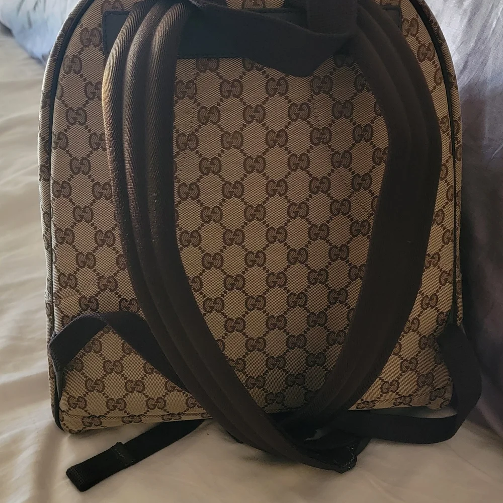 Authentic Gucci Beige and Brown GG Pattern Backpack - Picture 3 of 6